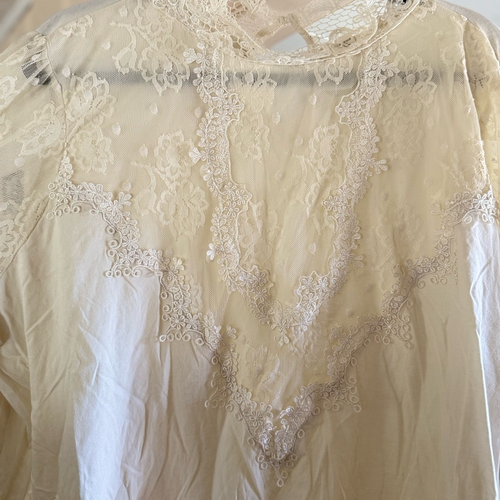 Anthropologie Cream Lace Blouse